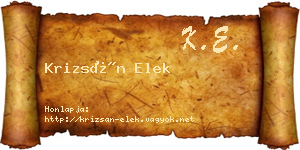 Krizsán Elek névjegykártya